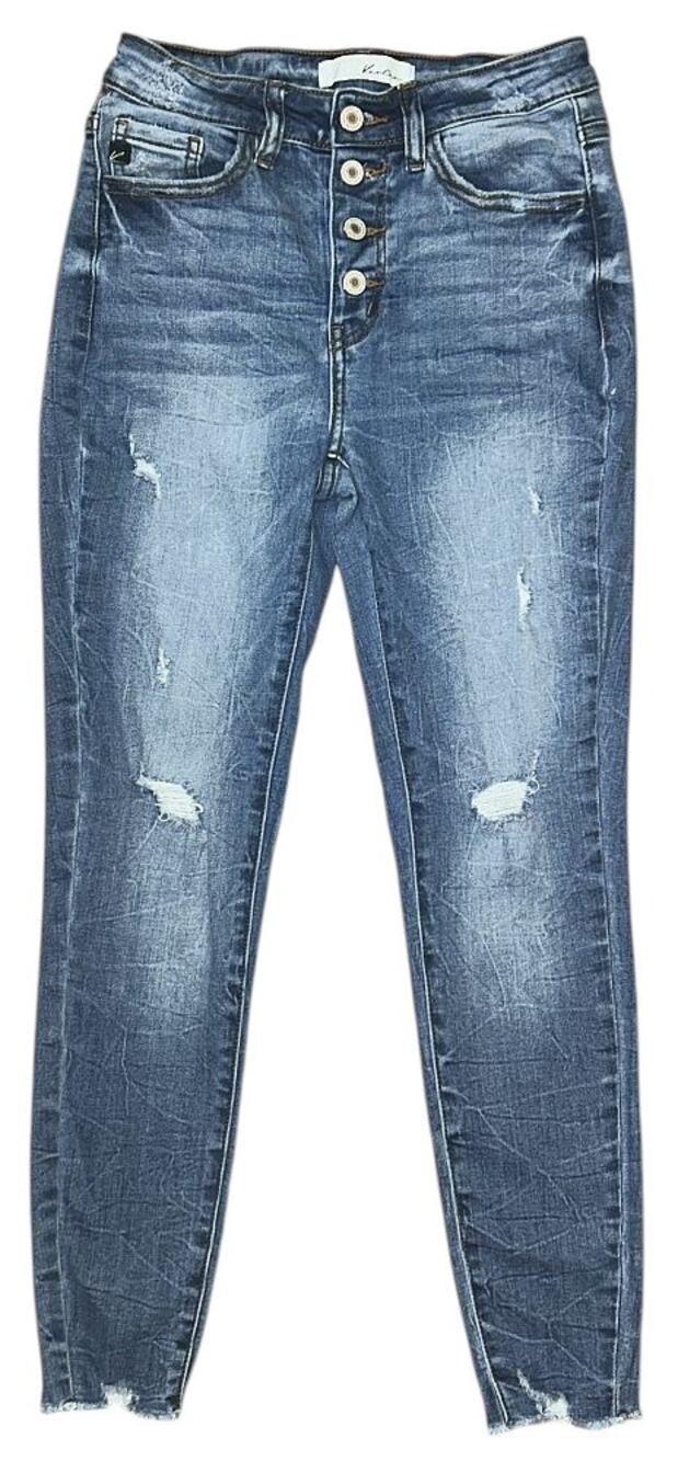 KanCan Distressed Button Fly High-Rise Skinny Jeans Size 5 26X26